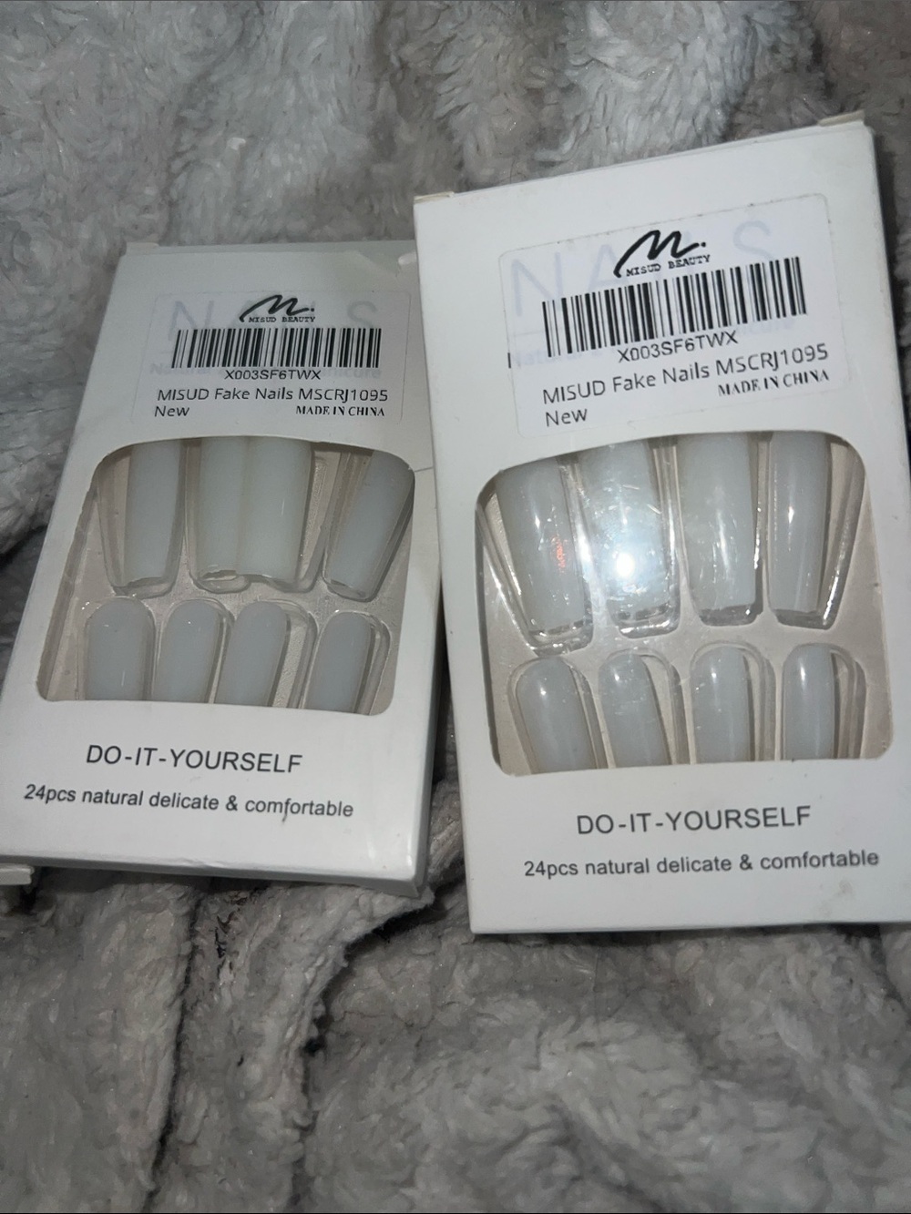 White Press-On False Nails - 24pcs (Set)
